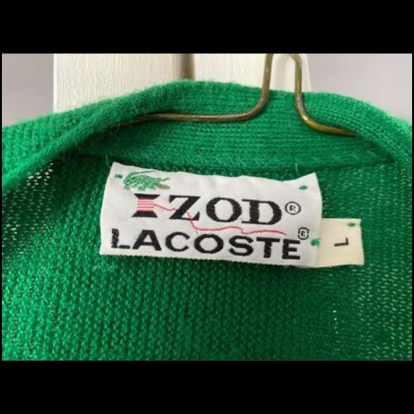 Vintage Green 80's Large Lacoste Cardigan - Picture 2 of 3